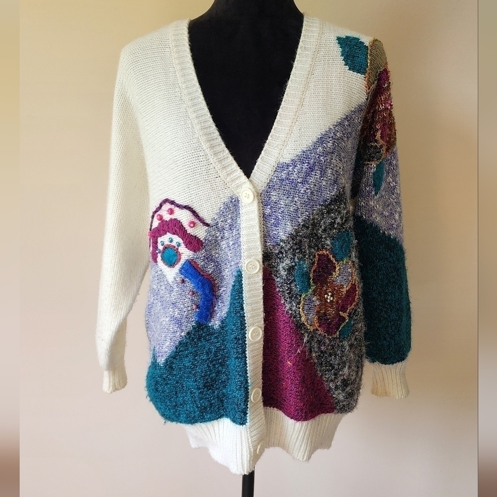 Jaclyn Smith Women's Multi-Color Floral Cardigan Women's Size M.